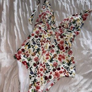 Jessica Simpson White Floral One-Piece Swimsuit
